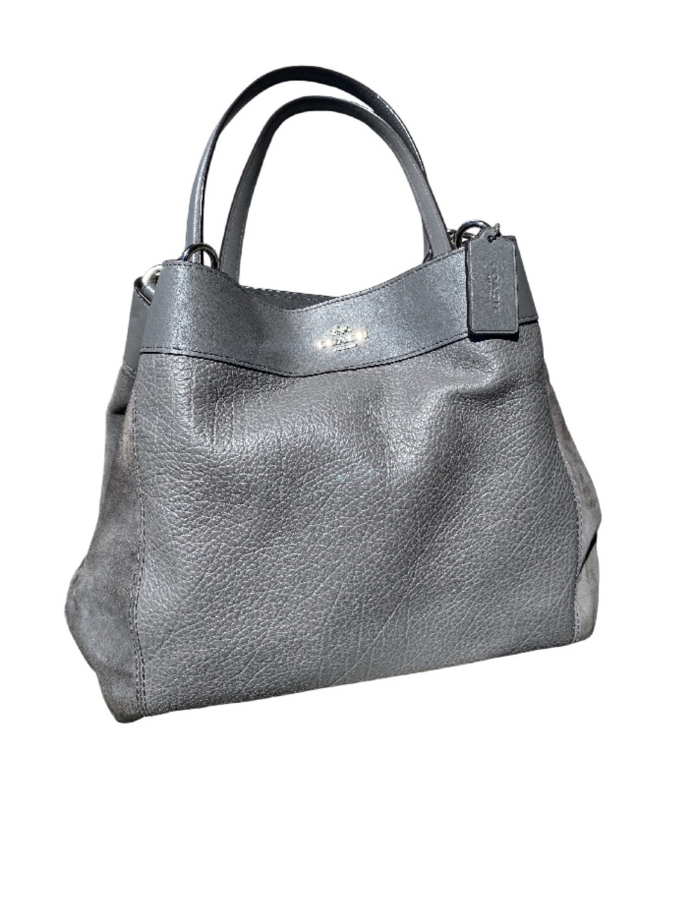 Coach Gray Pebbled Leather Shoulder Tote